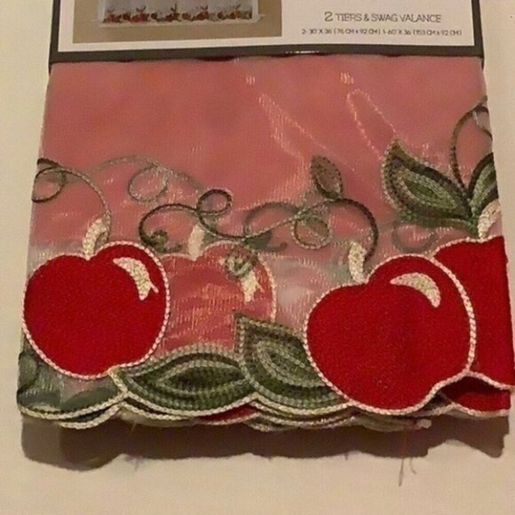 3PC Addy Embroidery Kitchen Curtain Se - Picture 2 of 3